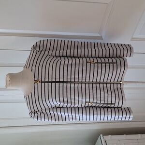 Sail To‎ Sable STS Womens White/Navy Striped Cotton Blend Blazer/Jacket Zip S-M